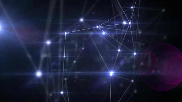 Animation of network interconnection with light moving 