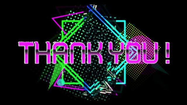 Animation of the words Thank You! written in neon pink letters