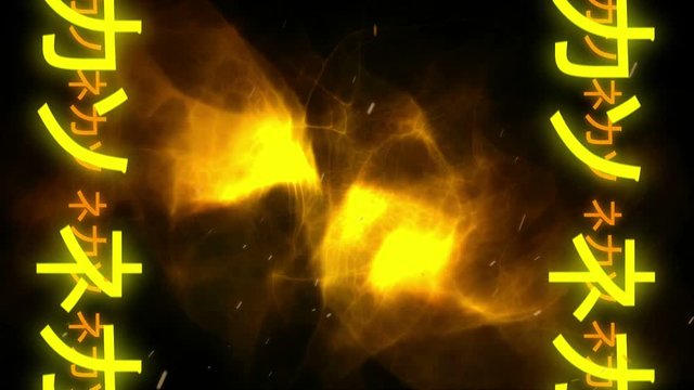 Animation of glowing yellow particles moving in seamless loop
