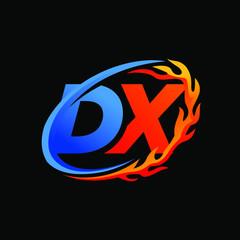 Initial Letters DX Fire Logo Design