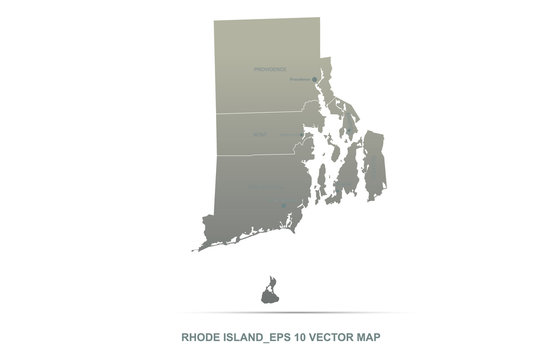 rhode island map. vector map of rhode island, U.S states.