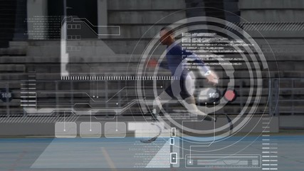 Animation of data processing with disabled athlete with prosthetic legs - Powered by Adobe