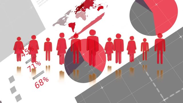 Animation Of Red People Icons Scope Scanning Data Processing And Statistics