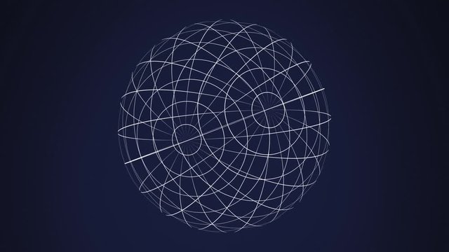 Animation of white grid of digital globe spinning