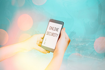 Conceptual hand writing showing Online Security. Concept meaning rules to protect against attacks...