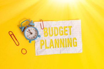 Writing note showing Budget Planning. Business concept for The written description about current...