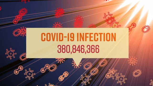 Words Covid-19 Infection with numbers growing written over a group of emojis flying  - Powered by Adobe