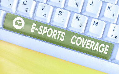 Word writing text E Sports Coverage. Business photo showcasing Reporting live on latest sports...