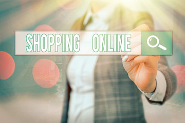 Word writing text Shopping Online. Business photo showcasing buying you want through internet...