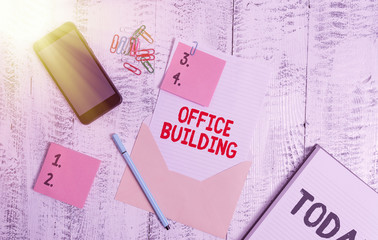 Handwriting text Office Building. Conceptual photo Commercial buildings are used for commercial...