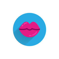 lips colorful flat icon with long shadow. kiss flat icon