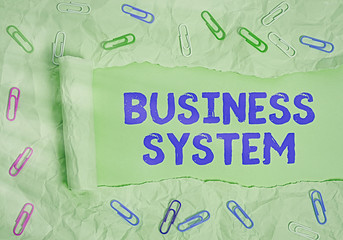 Word writing text Business System. Business photo showcasing A method of analyzing the information of organizations © A