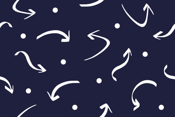 arrow doodle seamless pattern. hand drawn sketch curved texture arrow for fabric print, wrapping paper, interior surface, invitation.