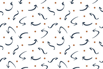 arrow doodle seamless pattern. hand drawn sketch curved texture arrow for fabric print, wrapping paper, interior surface, invitation.