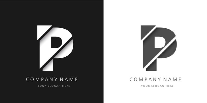 p letter modern logo broken design	