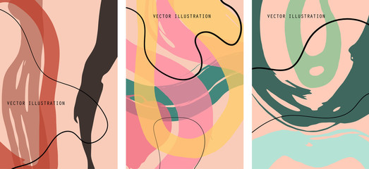 Creative color doodle art header set with different shapes and textures. Collage.