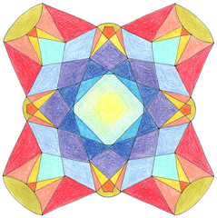 Square mandala sacred geometry kaleidoscope multicolored crystal