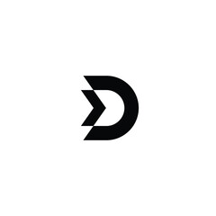 letter D with arrow icon logo vector design template concept. isolated on black backgroud