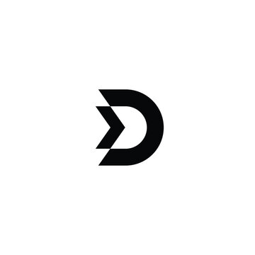 letter D with arrow icon logo vector design template concept. isolated on black backgroud