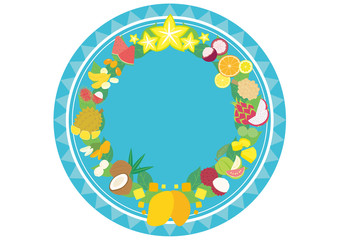 トロピカルフルーツのフレーム　円形