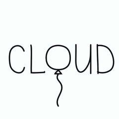 Cloud ballon lettering word text logo sign icon hand drawn Modern design Children's style Fashion print for apparel clothes greeting invitation card picture banner poster flyer for websites Vector