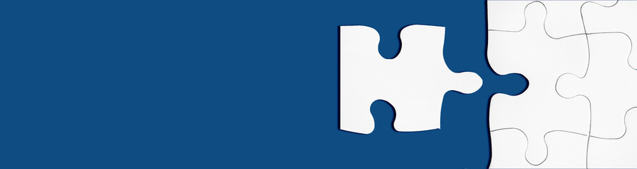 Connect jigsaw piece of puzzle as metaphor of teamwork, hr, business problem solving or join team.