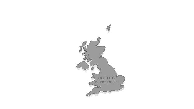 United Kingdom animated map with alpha channel.