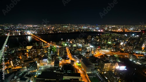 大阪夜景 タイムラプス Wall Mural Wallpaper Murals Oka