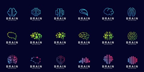 Set of Brain logo creative design