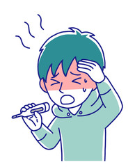 熱がある男の子