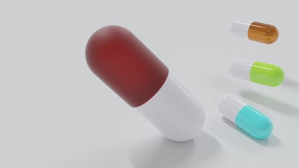 capsule drug object pharmacy vitamin healthcare 3d render.