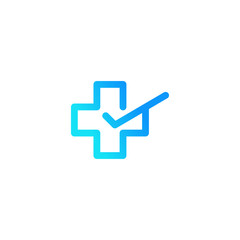 Obraz premium Medical cross with check mark logo design vector template