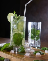 mojito cocktail on black background