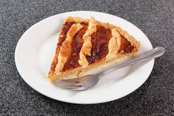 Shoofly Tart with Golden Syrup Filling on Granite Surface