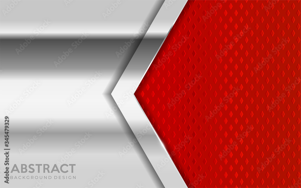 Wall mural shinny metal silver background combine with red textured overlap layer. abstract background design