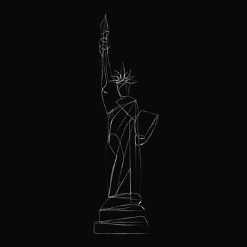 Statue of Liberty New York landmarklogo silhouette sign icon American symbol Hand drawn Fashion print for clothes apparel greeting invitation card picture banner poster flyer for websites Vector