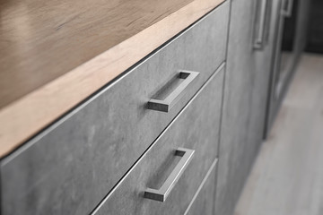 New furniture in modern kitchen, closeup