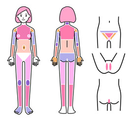 女性 脱毛箇所 体