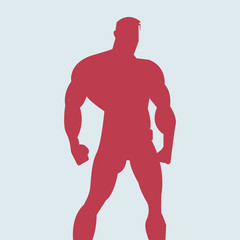 silhouette super man red color. vector symbol