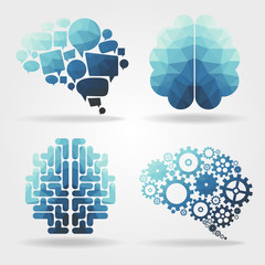 creative blue brain polygon