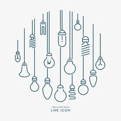 creative idea light bulb line icons infographic