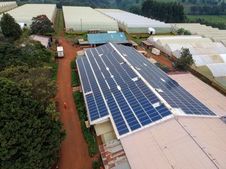 aerial drone photo of a solar power plant