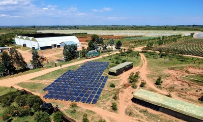 aerial drone photo of a solar power plant