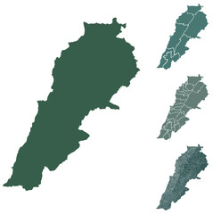 Lebanon map outline administrative regions vector template for infographic design. Administrative borders.