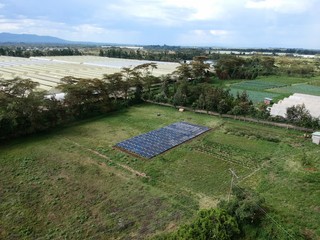 aerial drone photo of a solar power plant