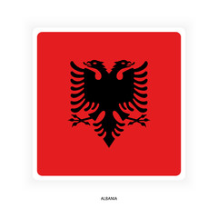 Albania sticker flag in square form on white background. Albania flag icon in square shape.