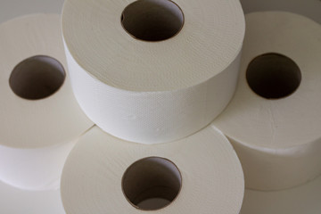 rolls with white paper, closeup