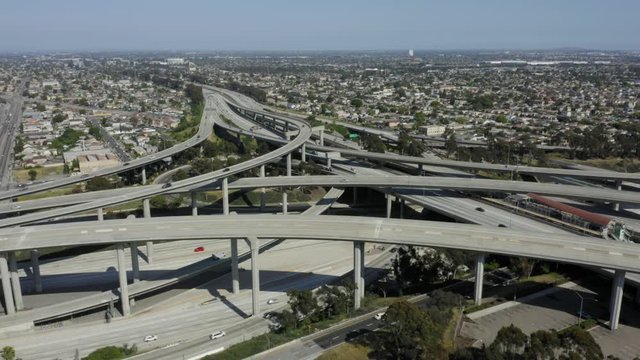 Los Angeles Freeway Aerial Footage no traffic Empty Roads 4K 110 Freeway 105