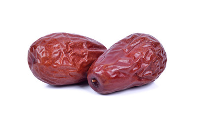 Dry red jujubes isolated on white background
