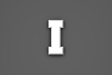 Obraz premium White paper style alphabet - letter I isolated on grey background, 3D illustration of symbols